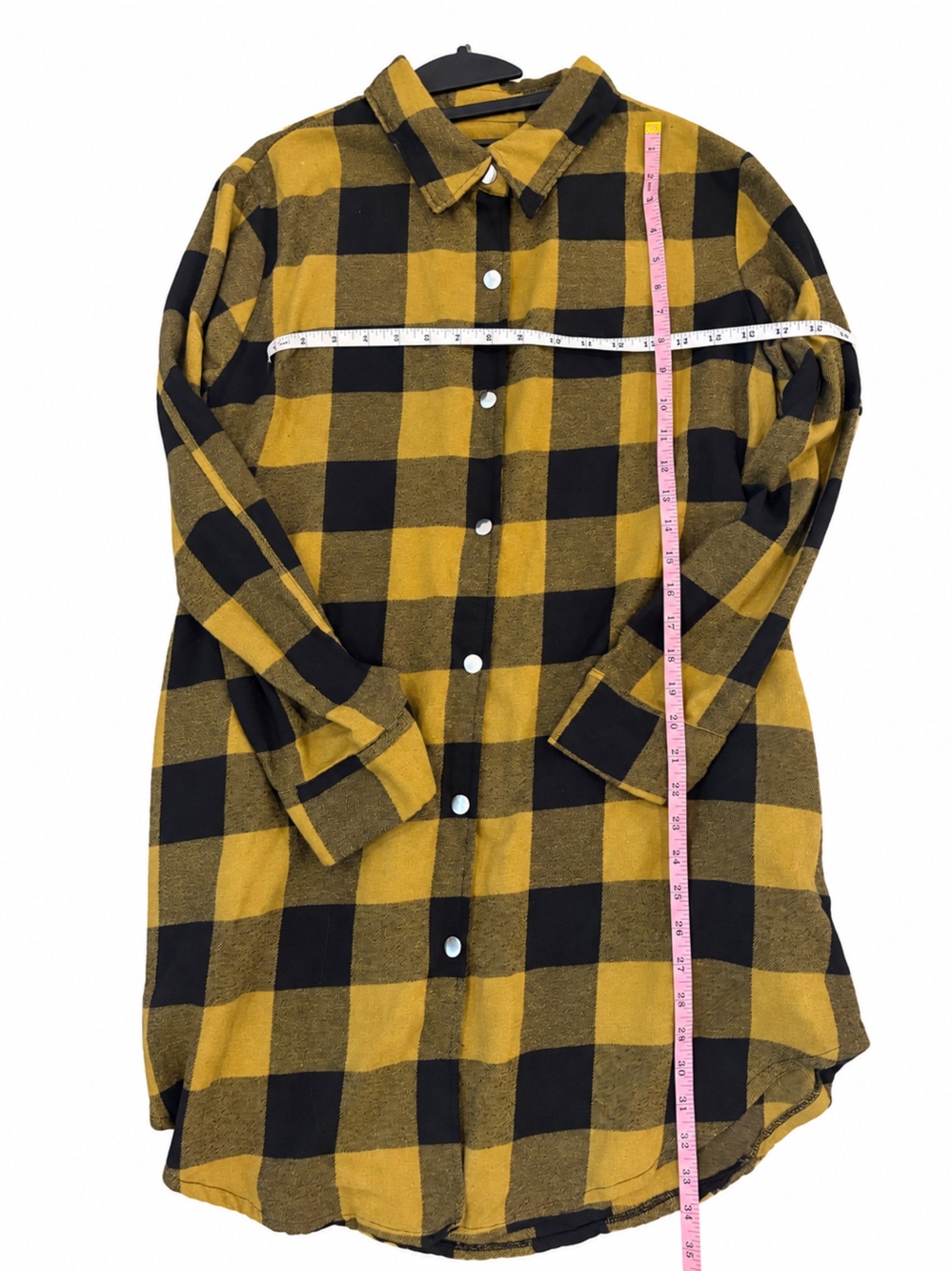 Olive Green & Black Buffalo Plaid Oversized Flannel Tunic Size XL - Picture 4 of 5